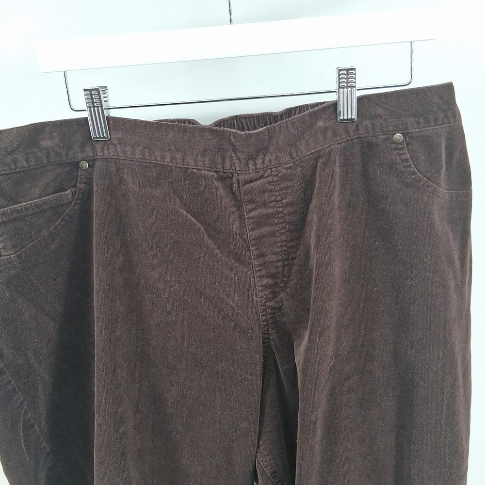 Catherines Brown Corduroy Pants Womens 1X Elastic Waist Pull On‎ Casual Comfy - Picture 2 of 14